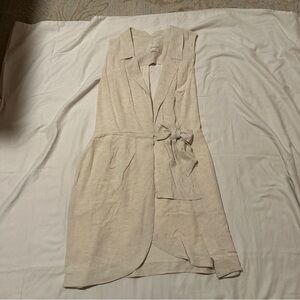 Anthropologie Cream Linen Mini Dress